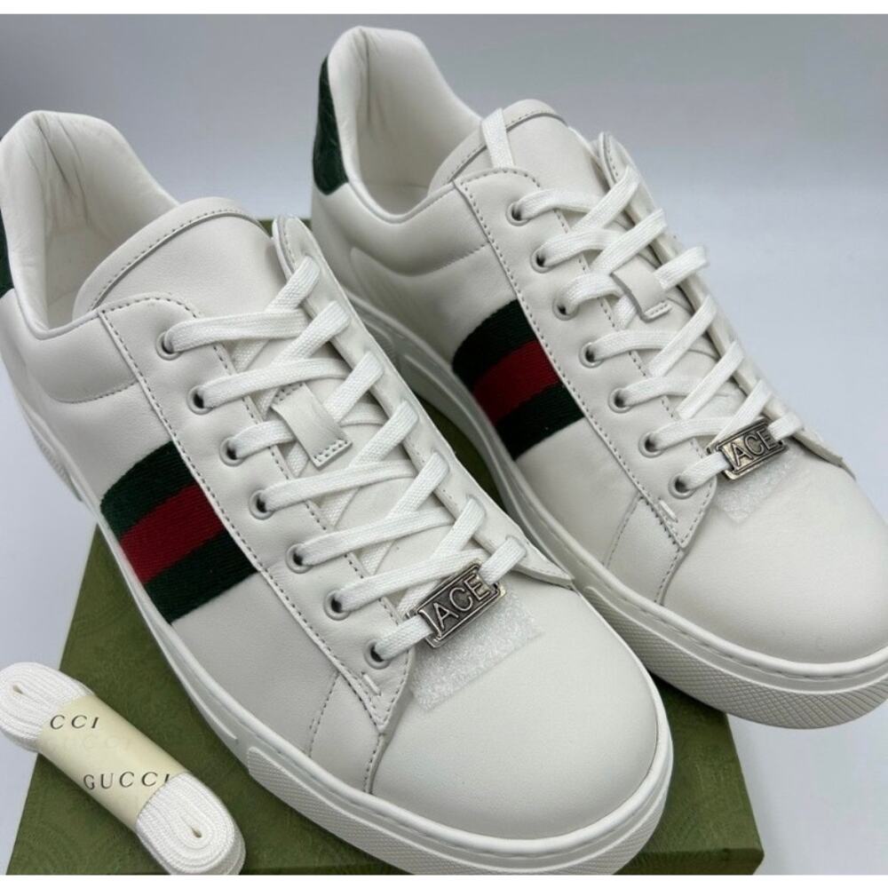 Women's Gucci, ace leather, web stripe sneakers size 40 made in Italy